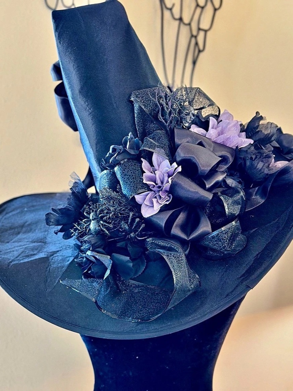 Black & Purple Floral Statement Hat